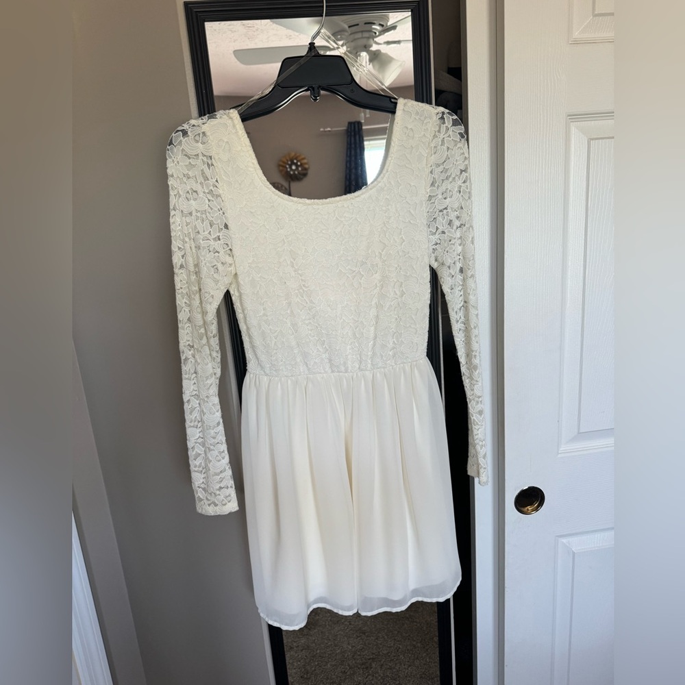 Cream long sleeve dress